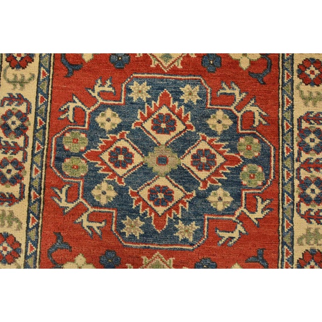 2020s Kazak Rug 2’8” X 4’2” Blue Wool Tribal Hand-Knotted Oriental Carpet For Sale - Image 5 of 10
