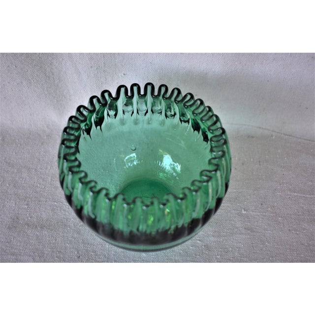 Contemporary Vintage Green Ribbon Edge Bowl For Sale - Image 3 of 6