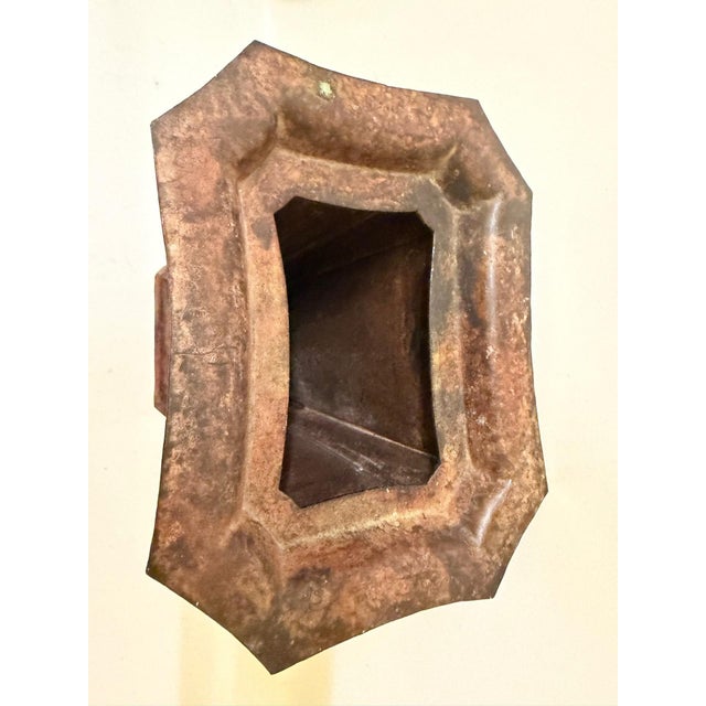 Art Deco Vintage Arts & Crafts Patinated Copper Tapered Faceted Vase / Planter For Sale - Image 3 of 8