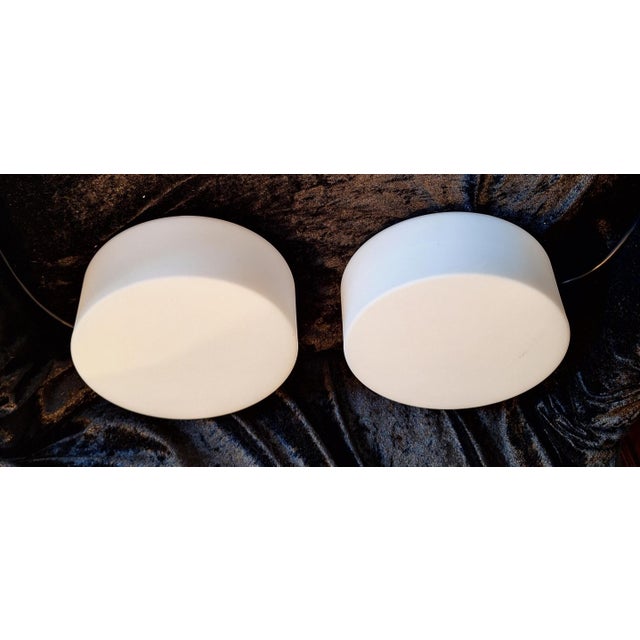 Vintage Minimalist Ceiling Lamps with White Metal Brackets and White Opal Glass Shades by Zumtobel, 1990s, Set of 2 For Sale - Image 4 of 8