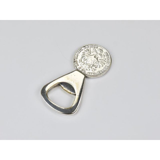 Silvered Brass Bottle Opener Habsburg 2 Florin Coin attributed to Carl Auböck, Austria 1950 For Sale - Image 12 of 18