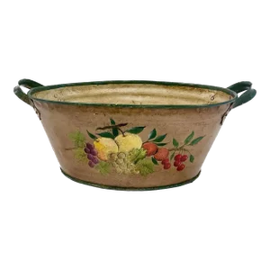 Vintage Hand-Painted Fruit Tole Cachepot