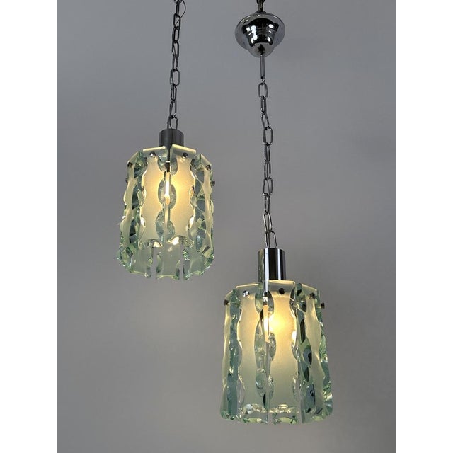 Mid-Century Modern Pendant Lamps in Chrome and Glass from Zero Quattro, Italy, 1970s, Set of 2 For Sale - Image 11 of 18