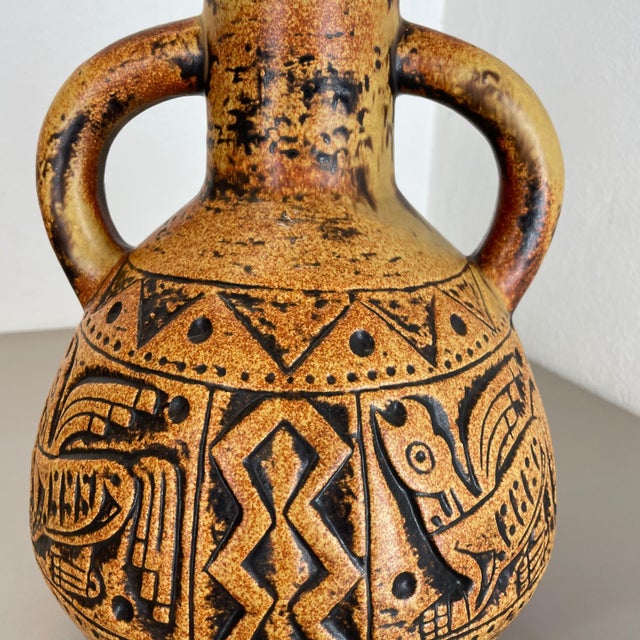XXL Colorful Pottery Fat Lava Maya Tiki Vase from Jasba