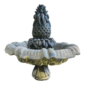 1970s Large Concrete Pineapple Outdoor Fountain/Bird Bath, Signed