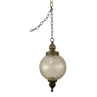 Hollywood Regency Swag Crackle Glass Pendant Light For Sale