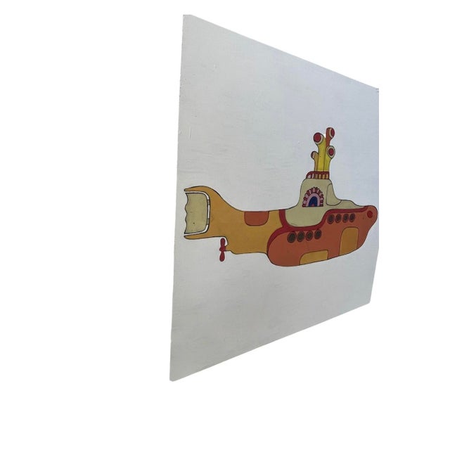 Striking 1970s Pop Art painting on board depicting The Yellow Submarine. This large-scale original artwork measures an...
