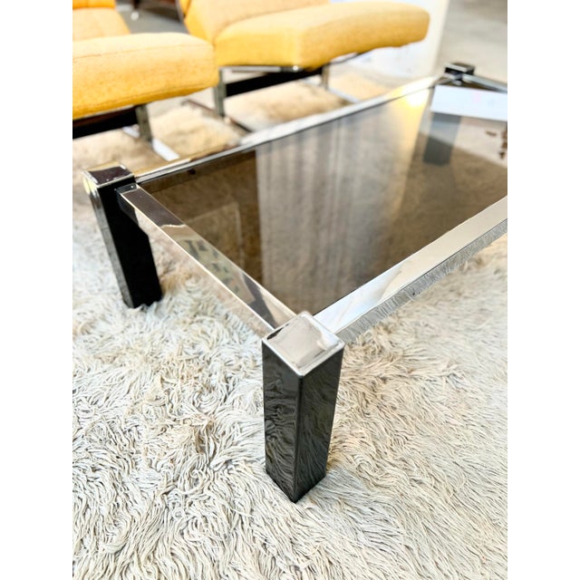 Coffee Table in Black Metal and Chrome with Smoked Glass, 1970s For Sale - Image 9 of 12
