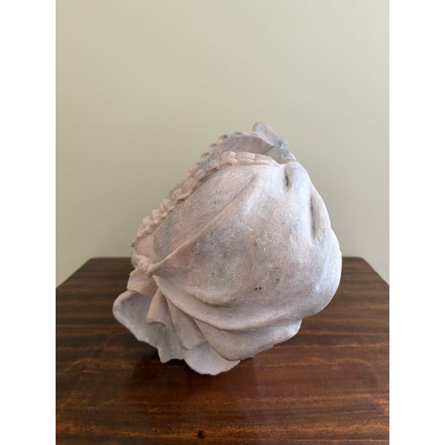Antique French Marble Female Bust Fragment With Draped Neoclassical Form For Sale - Image 9 of 12
