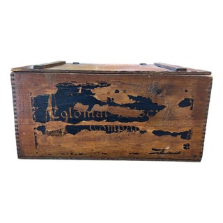 Antique Colonial Biscuit Company Philadelphia Wooden Advertising Crate With Original Lithograph Label For Sale