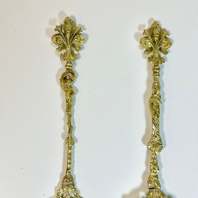 1940s Vintage Italian Baroque Rocco Brass Serving Utensils, Meat Fork and Spoon - Set of 2 For Sale - Image 4 of 12