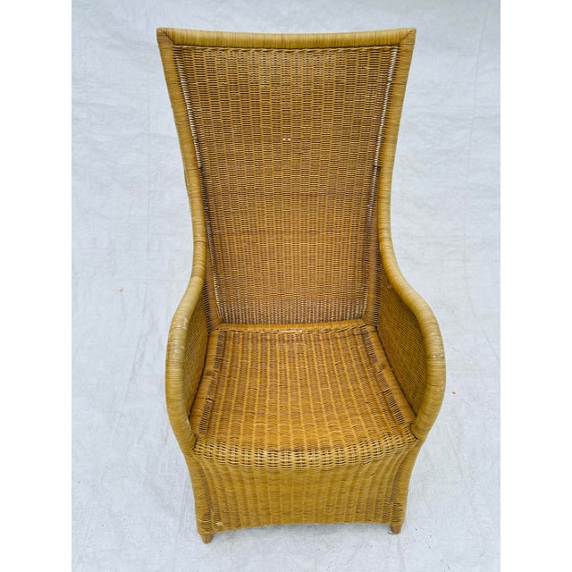 1990s Contemporary Lloyd Flanders Wicker Patio High Back Chair, Attributed For Sale - Image 4 of 7