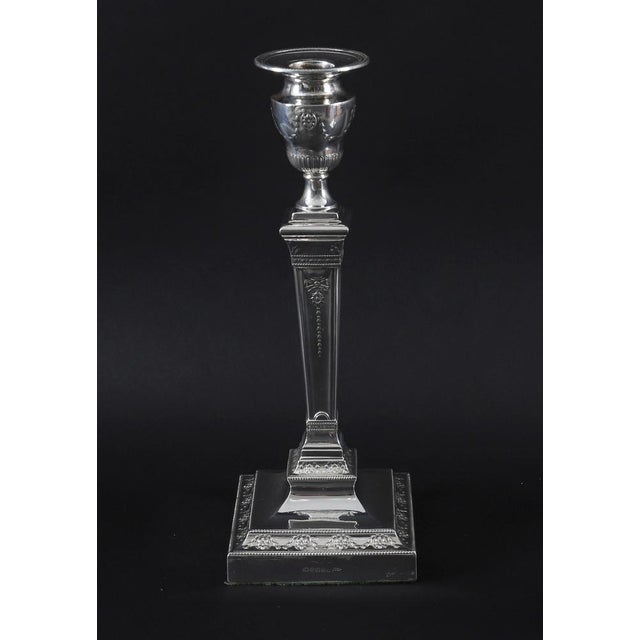 Metal Antique Neoclassical Silver-Plated Candlesticks from Walker & Hall, 19th Century, Set of 2 For Sale - Image 7 of 15