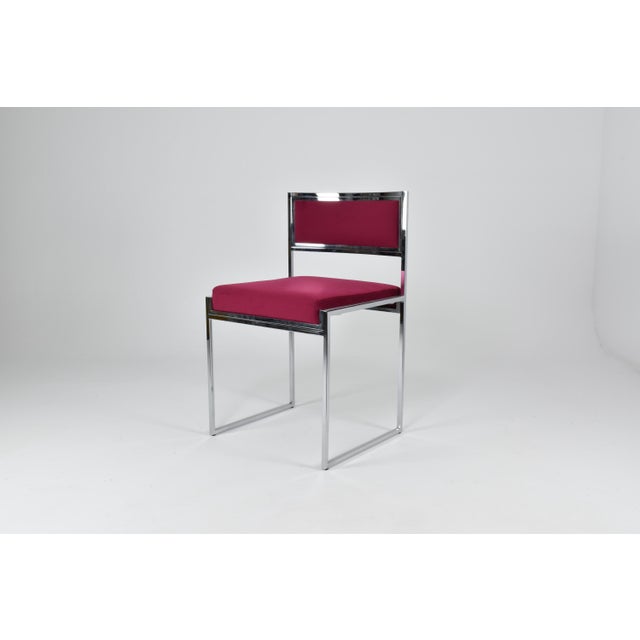Set of “Sq-Al” Dining Chairs by Willy Rizzo, Chrome and Velvet, Italy, 1970s For Sale - Image 6 of 14