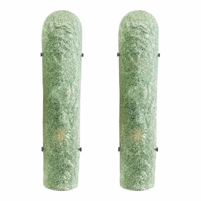 2020s Contemporary Hammered Green "Graniglia" Murano Glass Wall Sconces Set of Two by SimoEng For Sale - Image 5 of 7