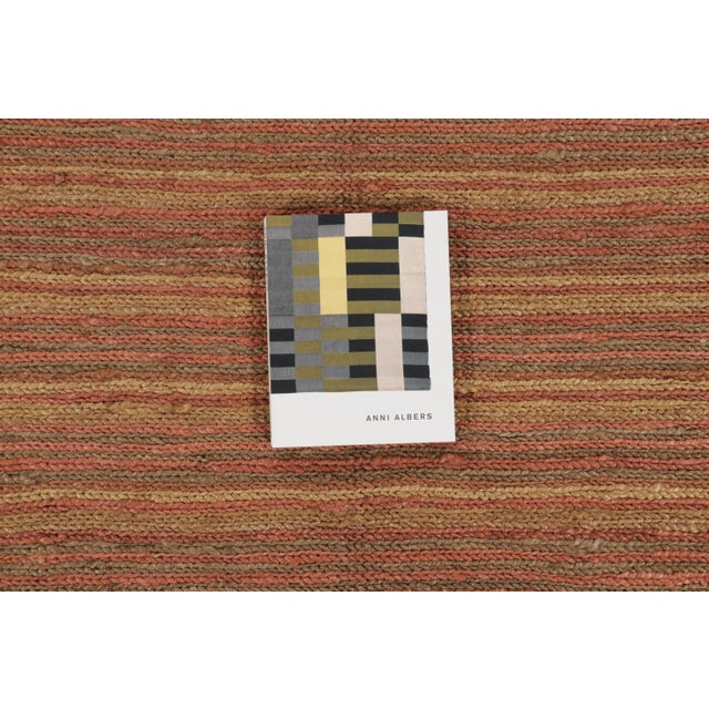 Rug & Kilim's Contemporary Flat-Weave Striped Orange Brown Square For Sale - Image 9 of 10