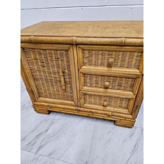 1970s 1970s American of Martinsville Rattan Night Stands - a Pair For Sale - Image 5 of 12