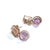 Bochic “Orient” Retro Rose Quartz & Amethyst Earrings Set In 18K Gold & Silver, 2 pieces For Sale - Image 4 of 10