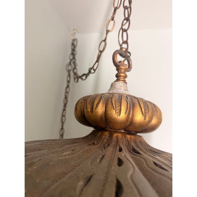 Mid 20th Century 4 Light Large Pendant Lamp With Pull Chain For Sale - Image 4 of 11