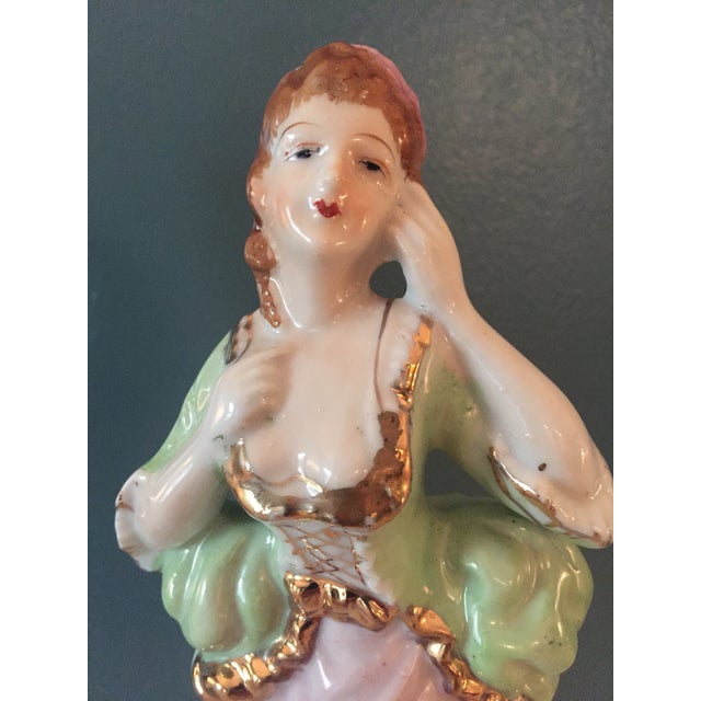 Green Vintage Occupied Japan Porcelain Figures — a Pair For Sale - Image 8 of 12