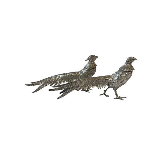 20th Century Italian Silver Plate Game Bird Figurals - A Pair For Sale In Houston - Image 6 of 13