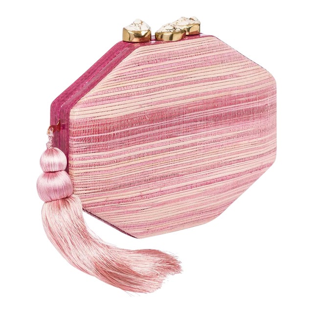 Sofia Pink Octagon Clutch For Sale