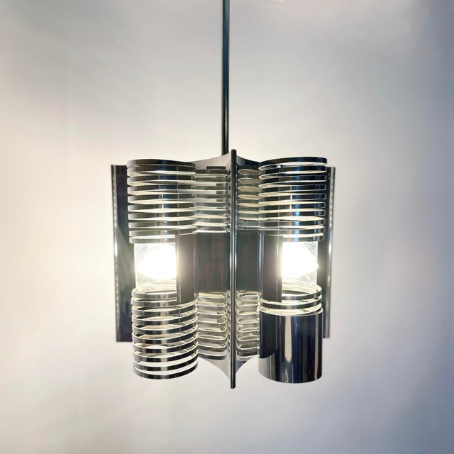 Silver Vintage Space Age Pendant Lamp, 1970s For Sale - Image 8 of 8