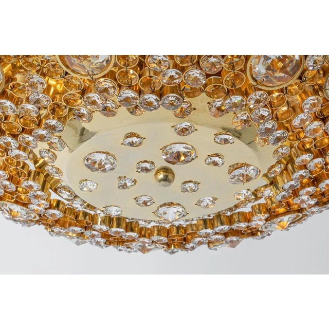 1970s Small Gilt Brass Cut-Glass Flower Flush Mount from Palwa, Germany, 1970s For Sale - Image 5 of 9