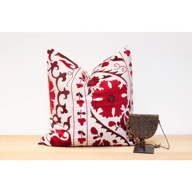 Textile Carmine Suzani Euro Pillow For Sale - Image 7 of 7
