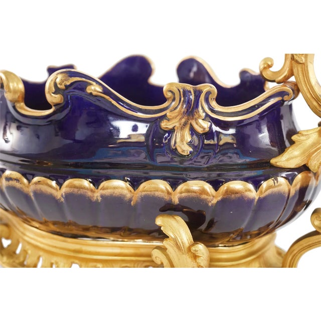 Metal 19th Century Gilt Gold Porcelain/Bronze Mounted Centerpiece For Sale - Image 7 of 8