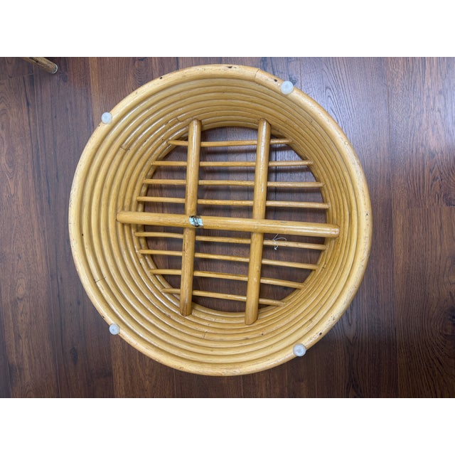 Vintage Stacked 9 Strand Rattan Ottoman/Footstool For Sale In New York - Image 6 of 7