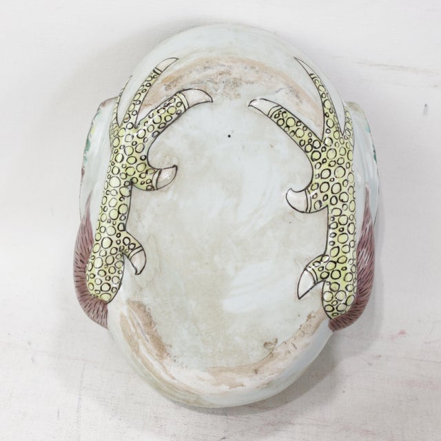 Vintage Chinese Famille Verte Porcelain Rooster Hand-Painted Covered Bowl For Sale - Image 13 of 14