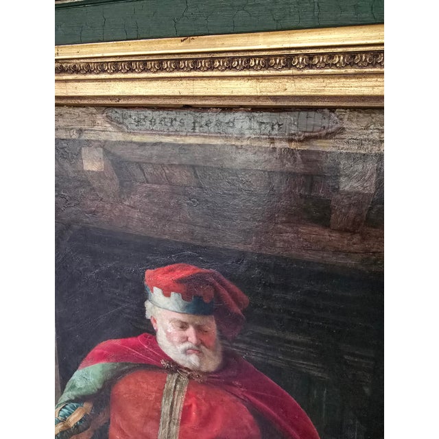 Art Nouveau Antique Painting of Gentleman in Red Velvet For Sale - Image 3 of 12