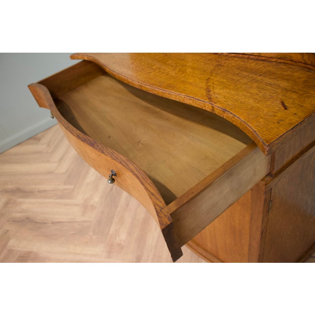 Vintage Georgian Style Glazed Oak Bookcase, 1930s For Sale - Image 9 of 11