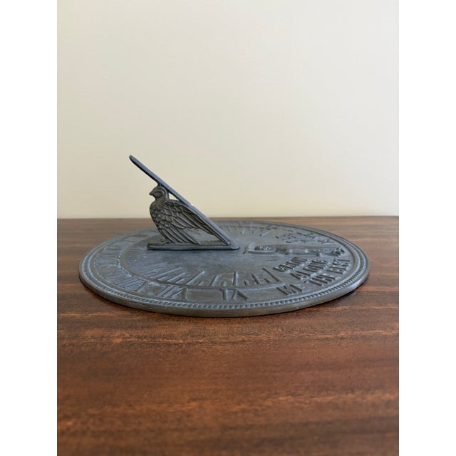 Virginia Metalcrafters Vintage English Country Iron Garden Sundial "Grow Old Along With Me" For Sale - Image 4 of 7