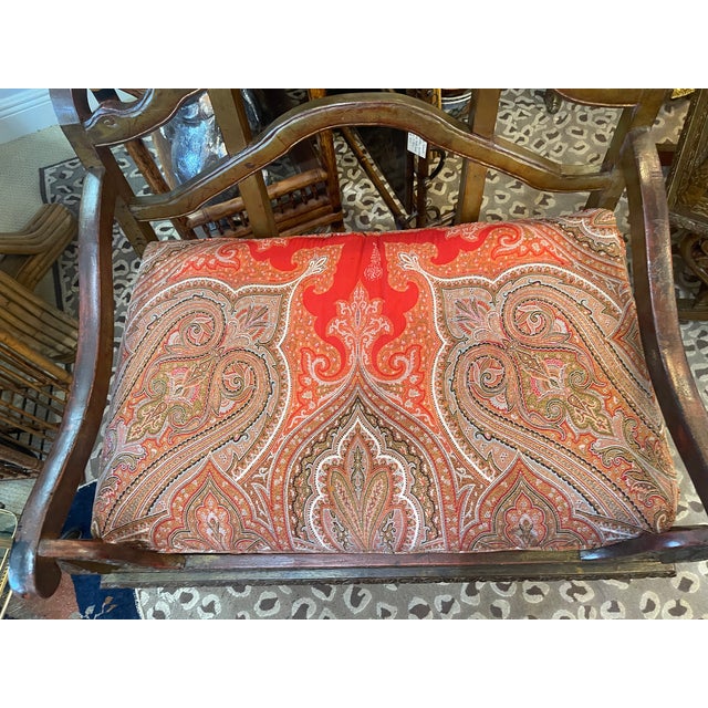 Pair Rosewood Howdah Elephant Saddle Chairs, Antique Paisley For Sale - Image 9 of 12