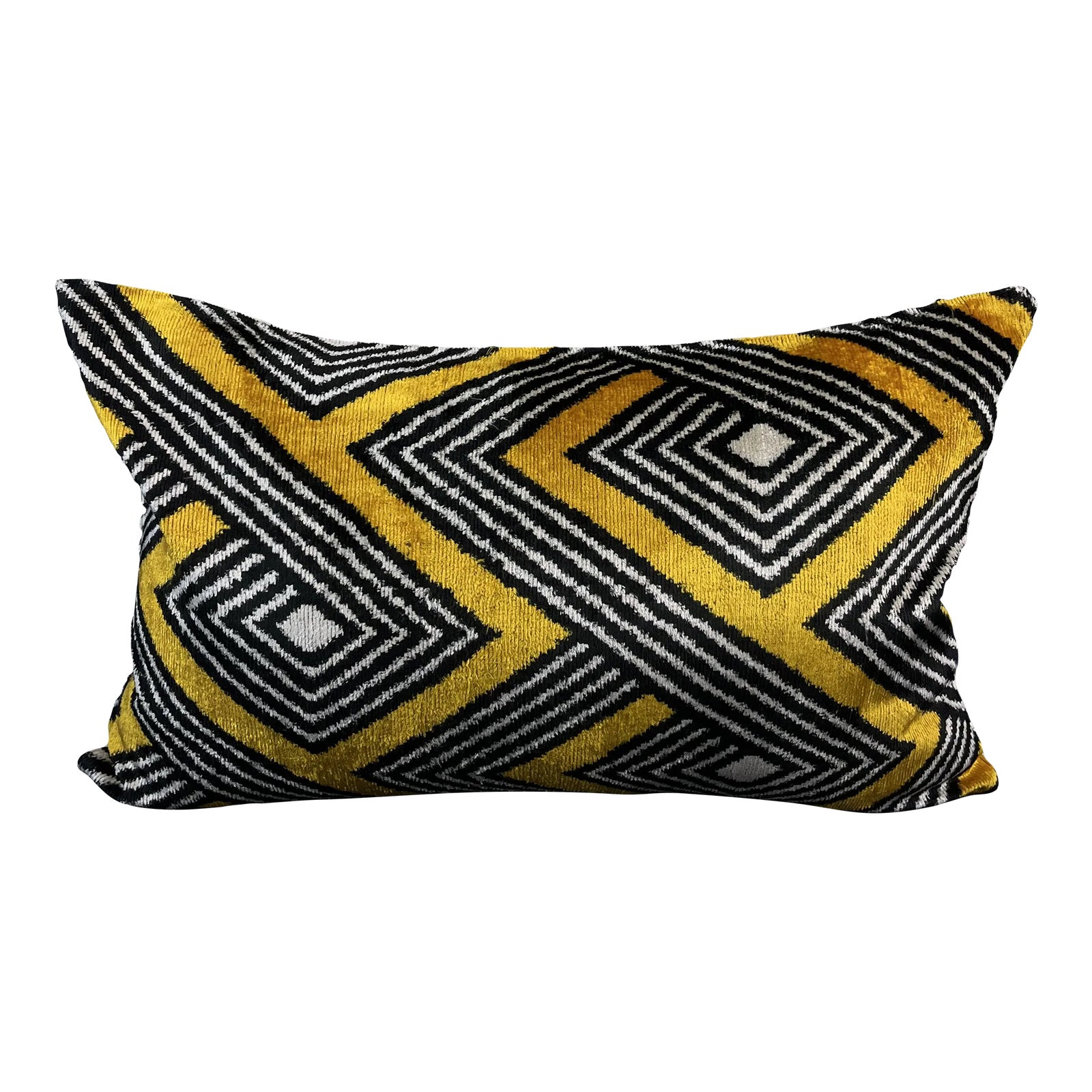 Yellow and Black Velvet Ikat Pillow Cover Chairish