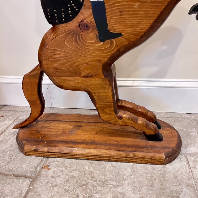 1980s 3 Foot Tall Wood Equestrian Folk Art Sculpture For Sale - Image 10 of 12