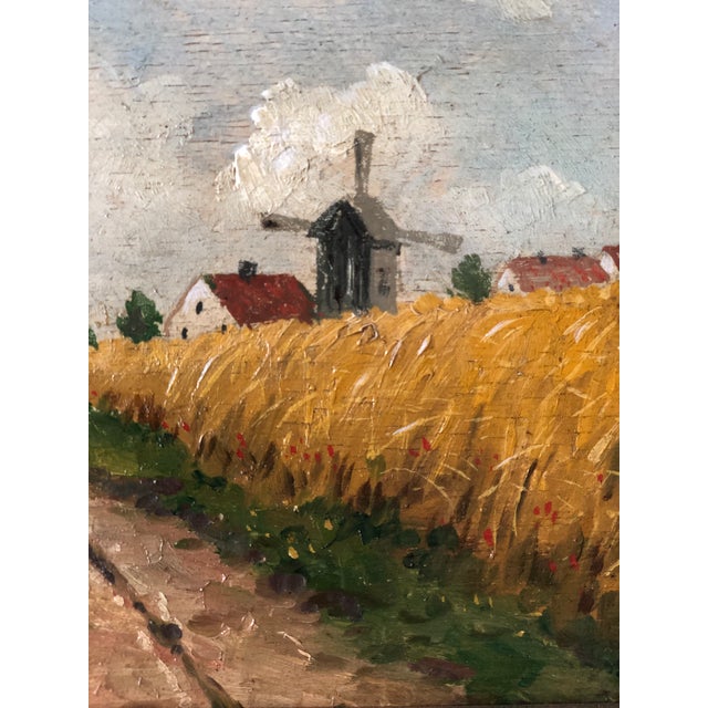 Rustic European Antique Original Landscape Cottage Oil Painting: Framed Nature Art For Sale - Image 3 of 14