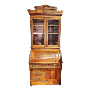 Antique American Cylinder Roll Top Secretary Desk