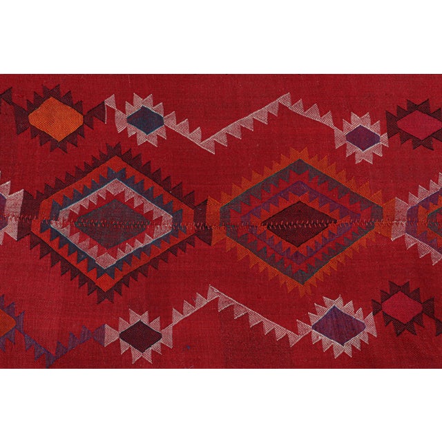 Traditional Vintage Persian Kilim in Red With Geometric Medallions, From Rug & Kilim For Sale - Image 3 of 7