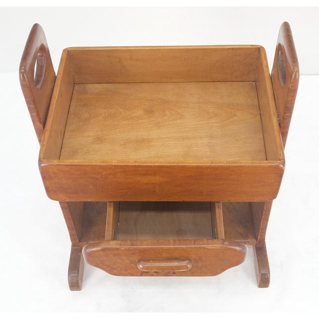 Unusual Solid Colonial Maple Gallery Top Side End Table One Drawer MINT For Sale - Image 16 of 16