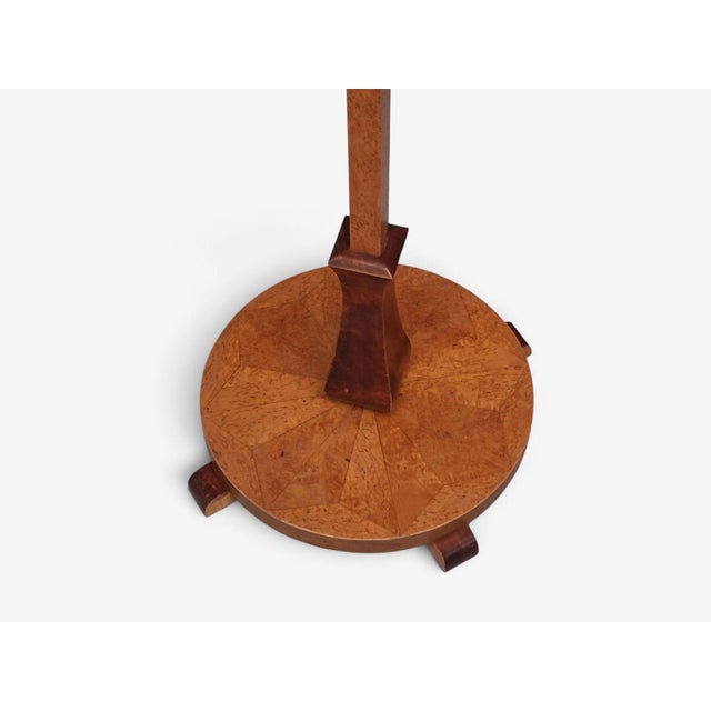 Swedish Art Deco, Double Floor Lamp, Burl Wood, Metal, Fabric, Sweden, 1940s For Sale - Image 13 of 17