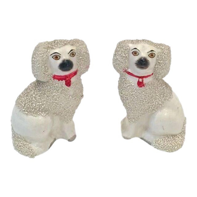 Pair Antique Staffordshire Poodles For Sale