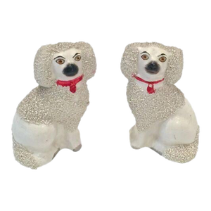Pair Antique Staffordshire Poodles