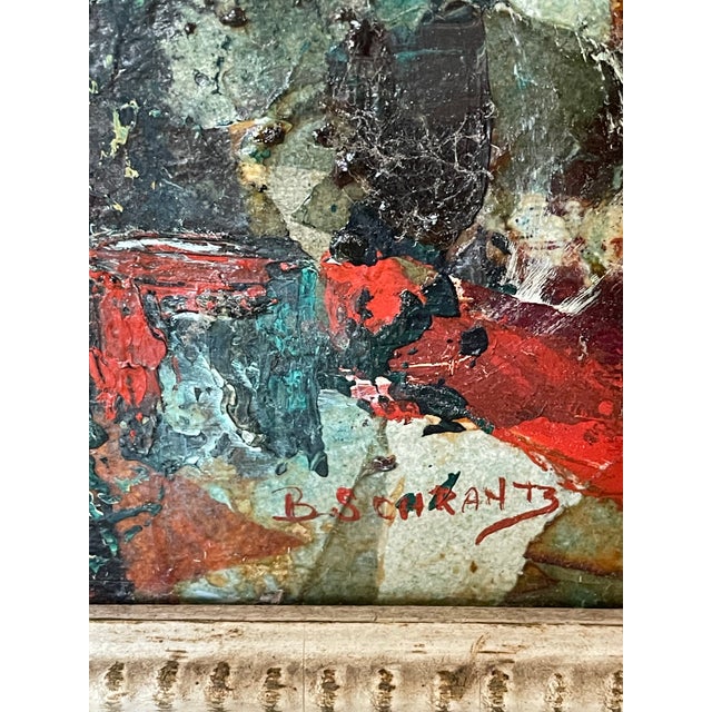 1970s Vintage Abstract Cityscape Oil on Canvas Signed Artist For Sale - Image 5 of 14
