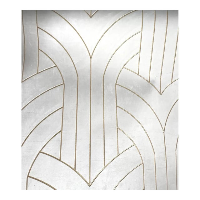 Mid-Century Modern Phillip Jeffries White Velvet Cocoon Wallpaper, Lasercut Gilt Velvet Textile For Sale - Image 3 of 4