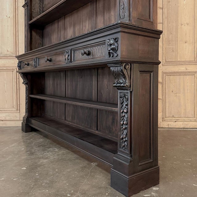 Grand Antique French Renaissance Walnut Bookcase For Sale - Image 12 of 16