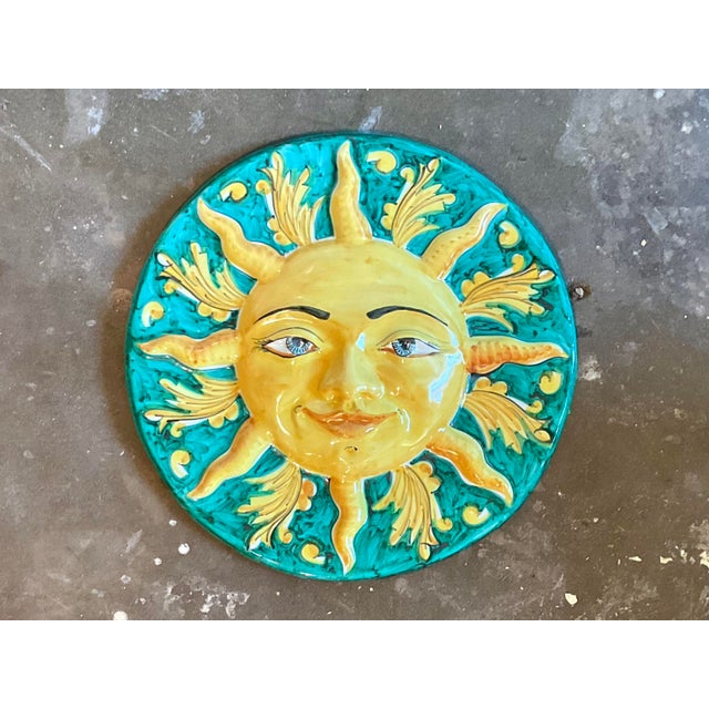 Infuse your home with warmth and radiant charm with this delightful Vintage Italian Glazed Ceramic Sun Plaque. Expertly...