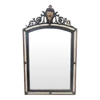French Napoleon III Style Wrought Iron and Antiqued Glass Wall Mirror For Sale